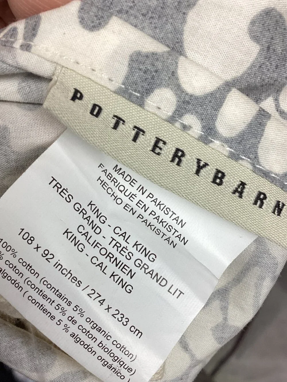 Pottery Barn Duvet and 2 Shams Gray & White King/Cali King